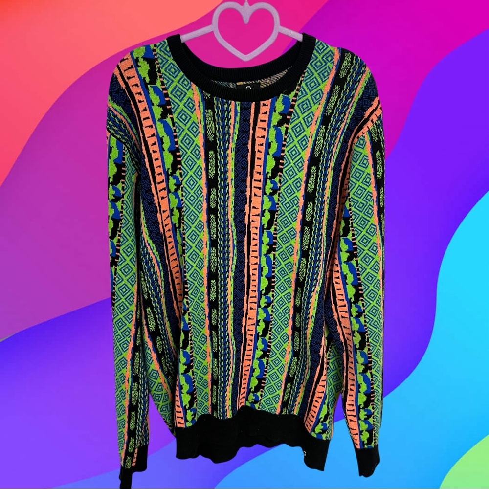 Empyre funky orange and green sweater